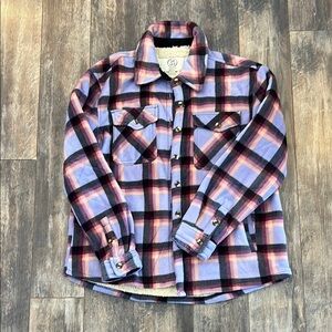 NWOT- Purple Plaid Sherpa-Lined Shirt